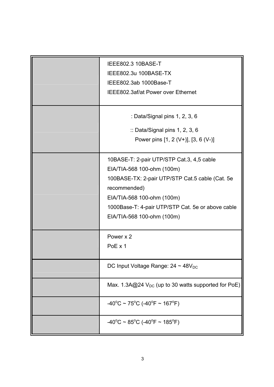 Specifications | Microsens MS655033X User Manual | Page 6 / 20