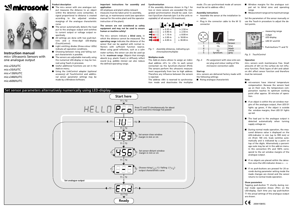 Microsonic mic+25/IU/TC User Manual | 3 pages