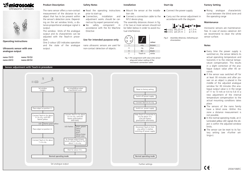 Microsonic nano-15/CI User Manual | 2 pages
