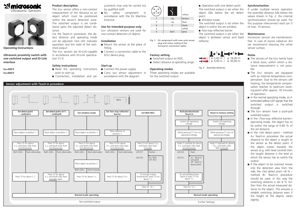 Microsonic lcs+340/F User Manual | 3 pages