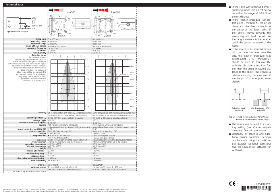 Microsonic lcs+340/DD User Manual | Page 2 / 2