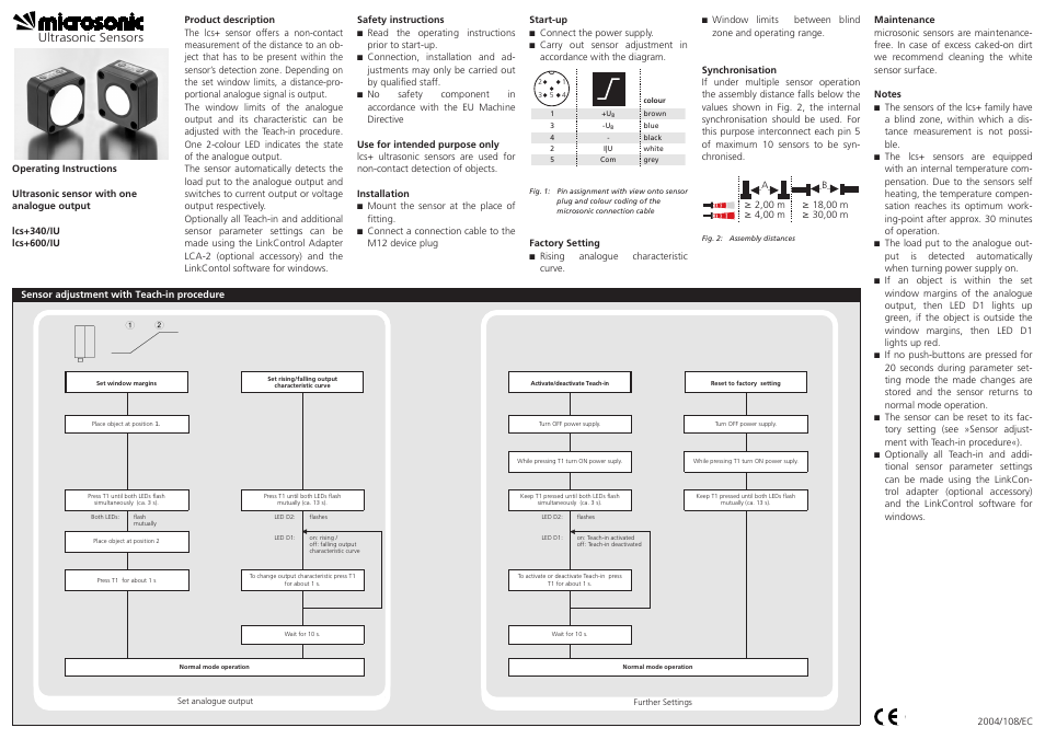 Microsonic lcs+340/IU User Manual | 2 pages