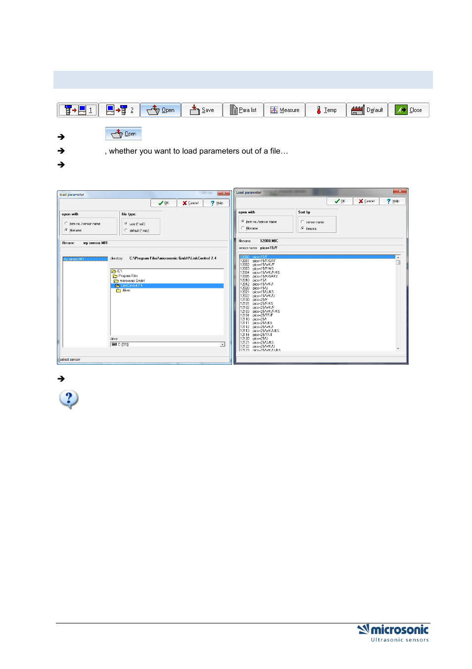Reading parameters from a file | Microsonic LCA-2 User Manual | Page 12 / 51