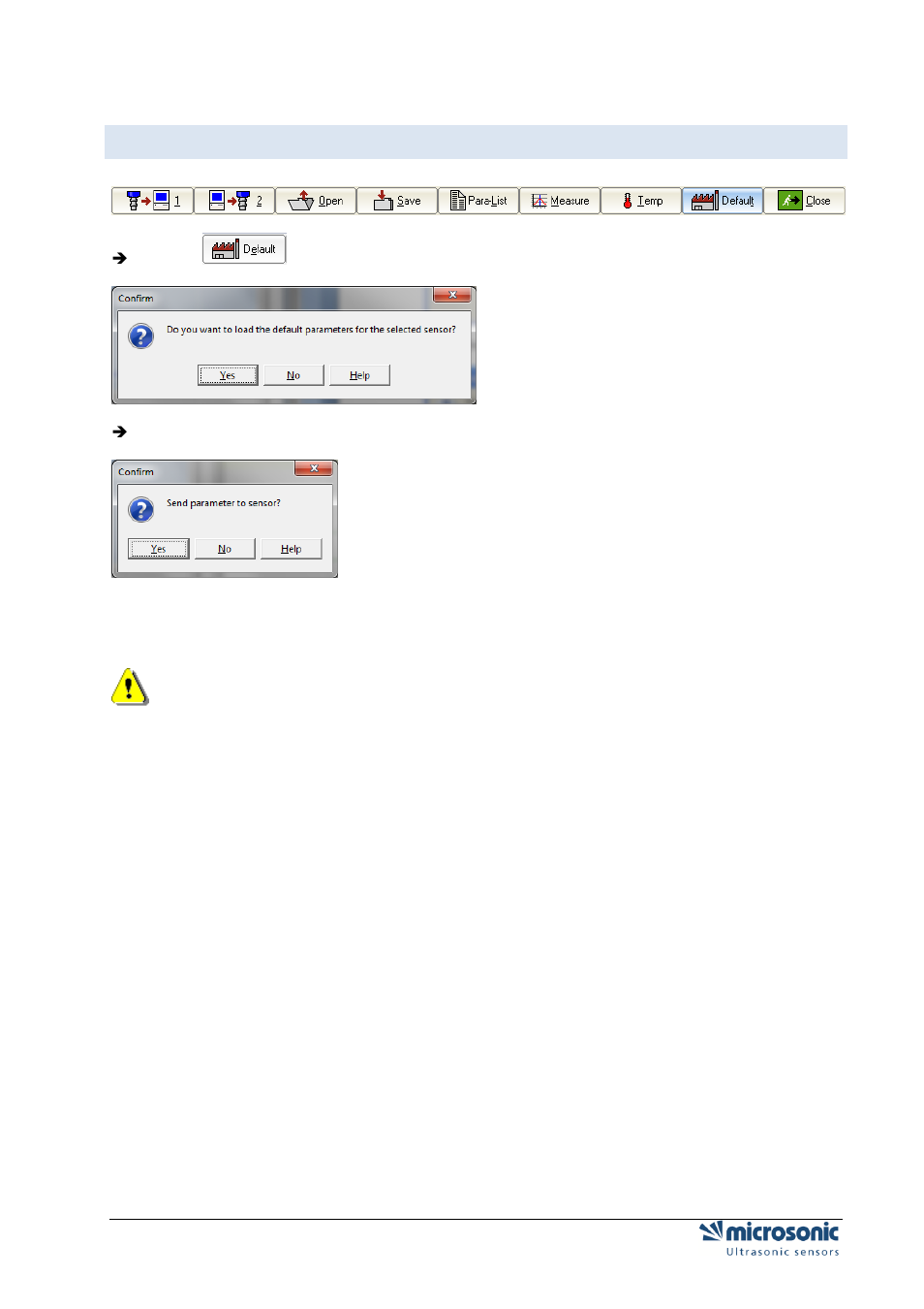 Setting the sensor to its defaults | Microsonic LCA-2 User Manual | Page 22 / 51