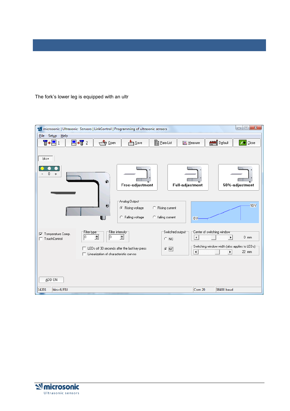 Parameter change in the web edge sensor bks, Arameter change in the web edge sensor bks | Microsonic LCA-2 User Manual | Page 39 / 51