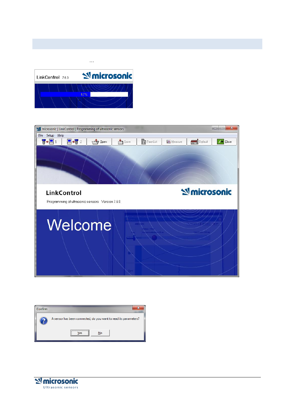 Launching the linkcontrol software | Microsonic LCA-2 User Manual | Page 9 / 51