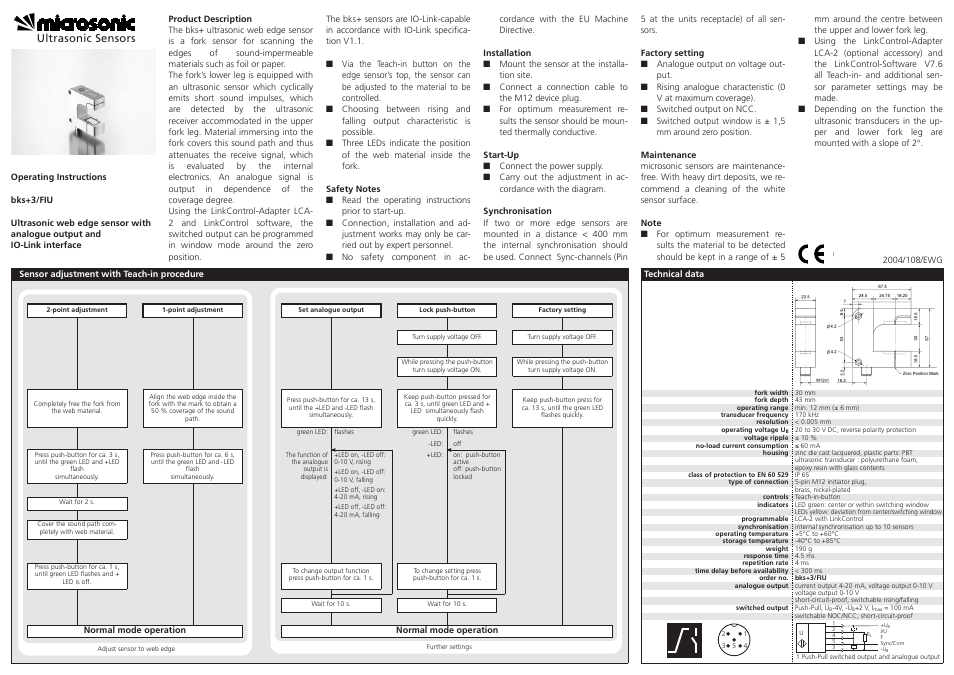 Microsonic bks+3/FIU User Manual | 2 pages