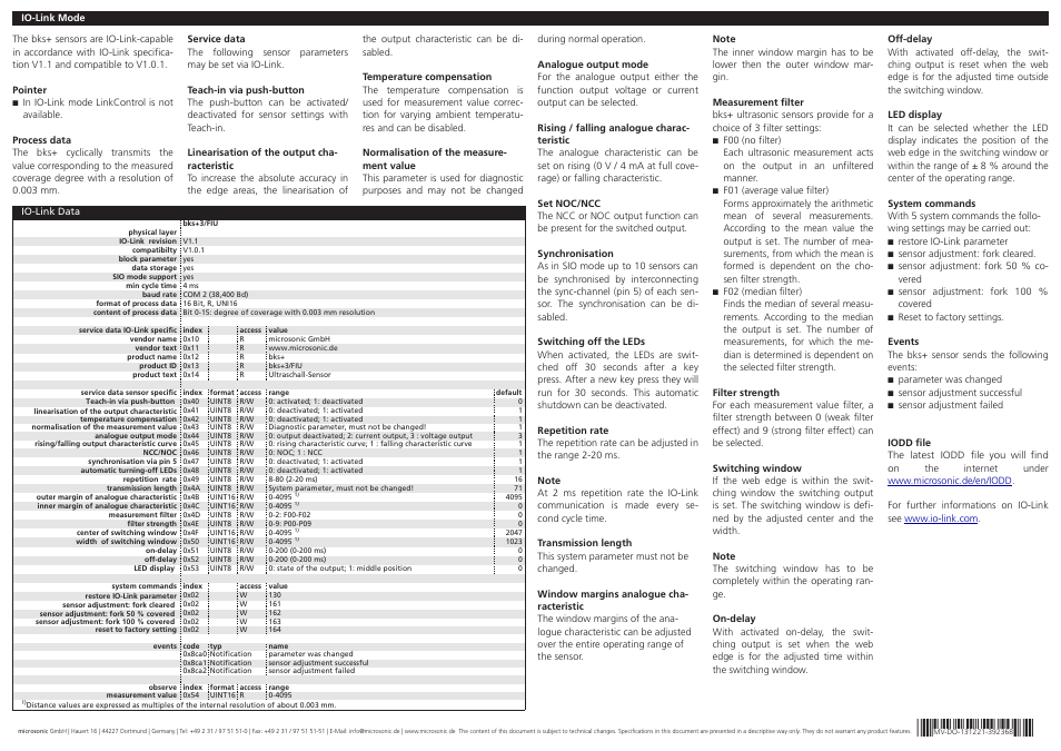 Microsonic bks+3/FIU User Manual | Page 2 / 2