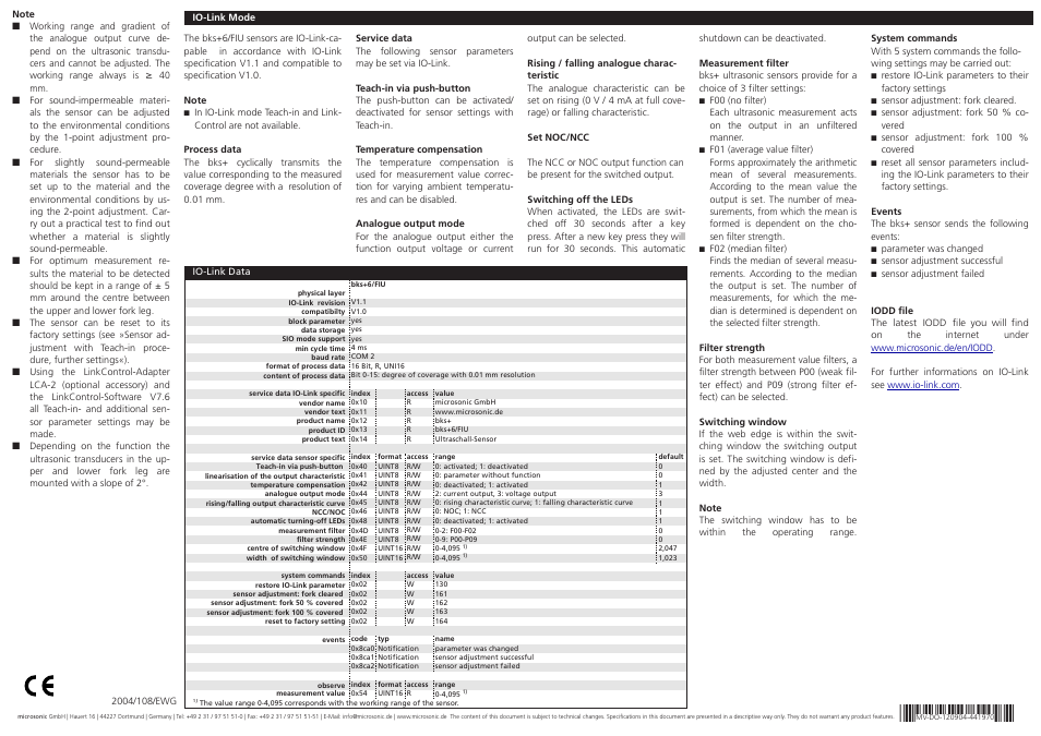 Microsonic bks+6/FIU User Manual | Page 2 / 2