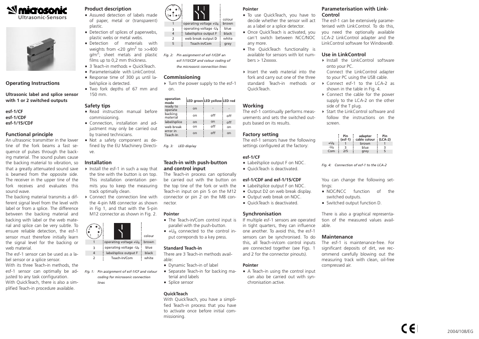 Microsonic esf-1/CF User Manual | 3 pages