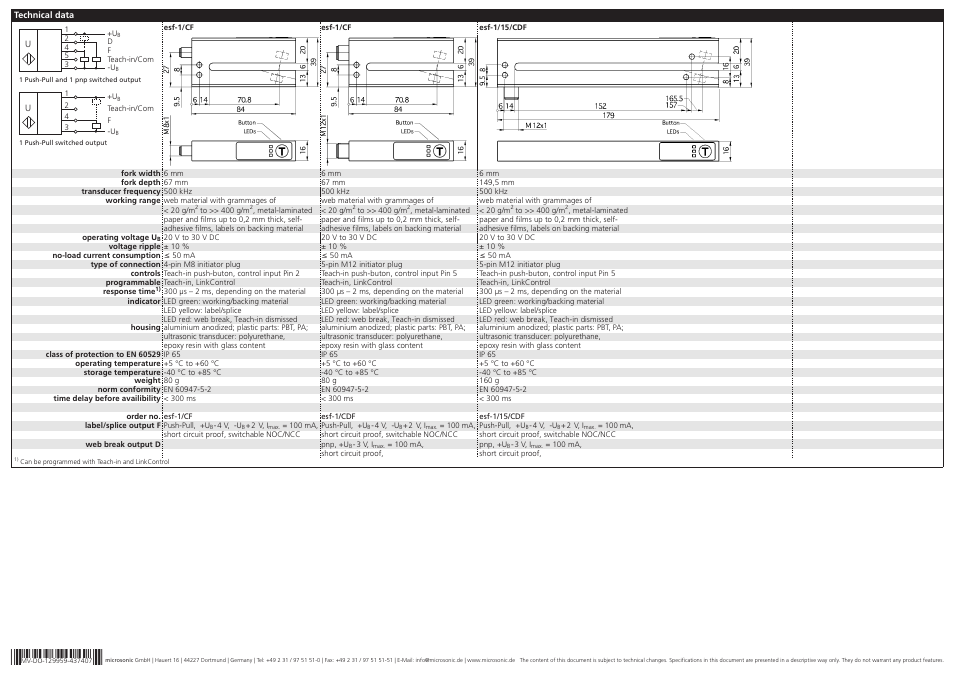 B9766 | Microsonic esf-1/CF User Manual | Page 3 / 3