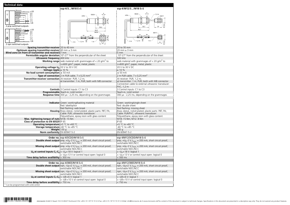 B8544 | Microsonic esp-4/3CDD/M18 E+S User Manual | Page 3 / 3