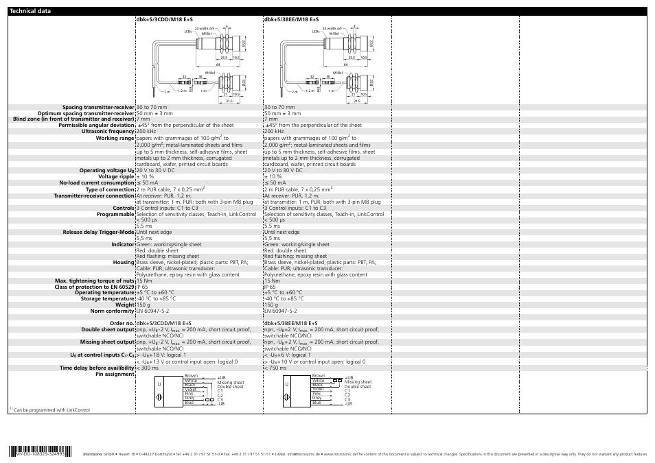 B9073 | Microsonic dbk+5/3CDD/M18 E+S User Manual | Page 3 / 3