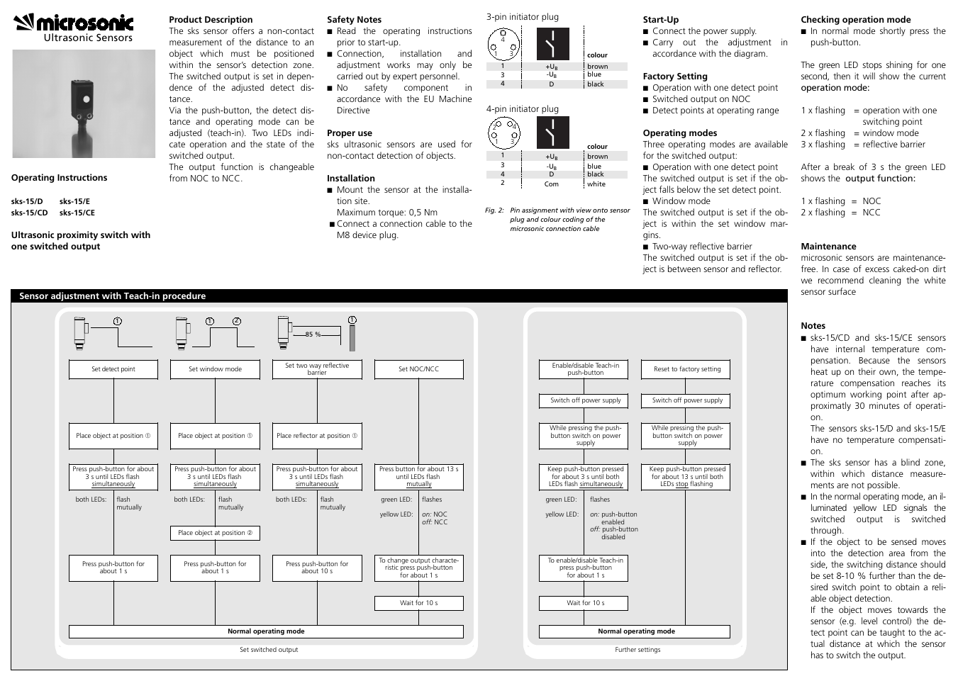 Microsonic sks-15/D User Manual | 2 pages