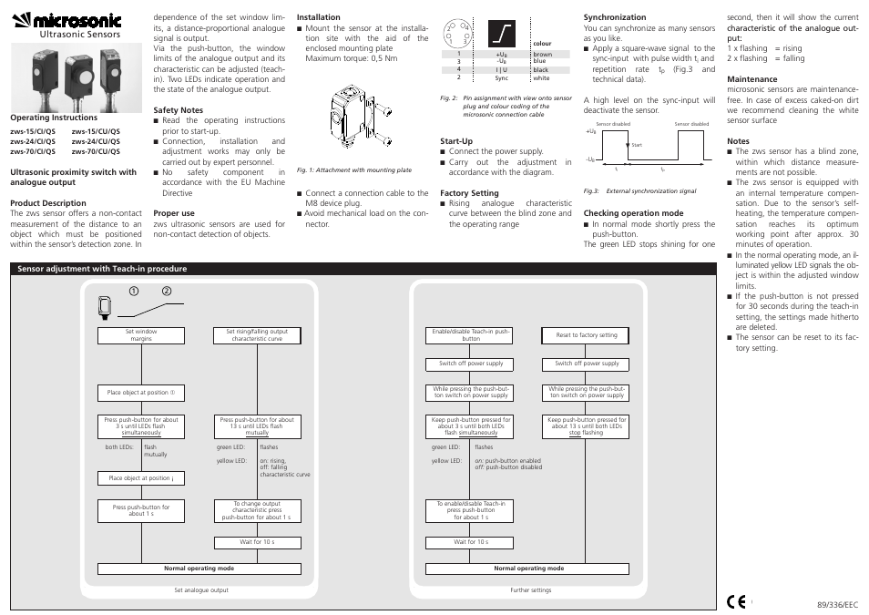 Microsonic zws-15/CI/QS User Manual | 2 pages