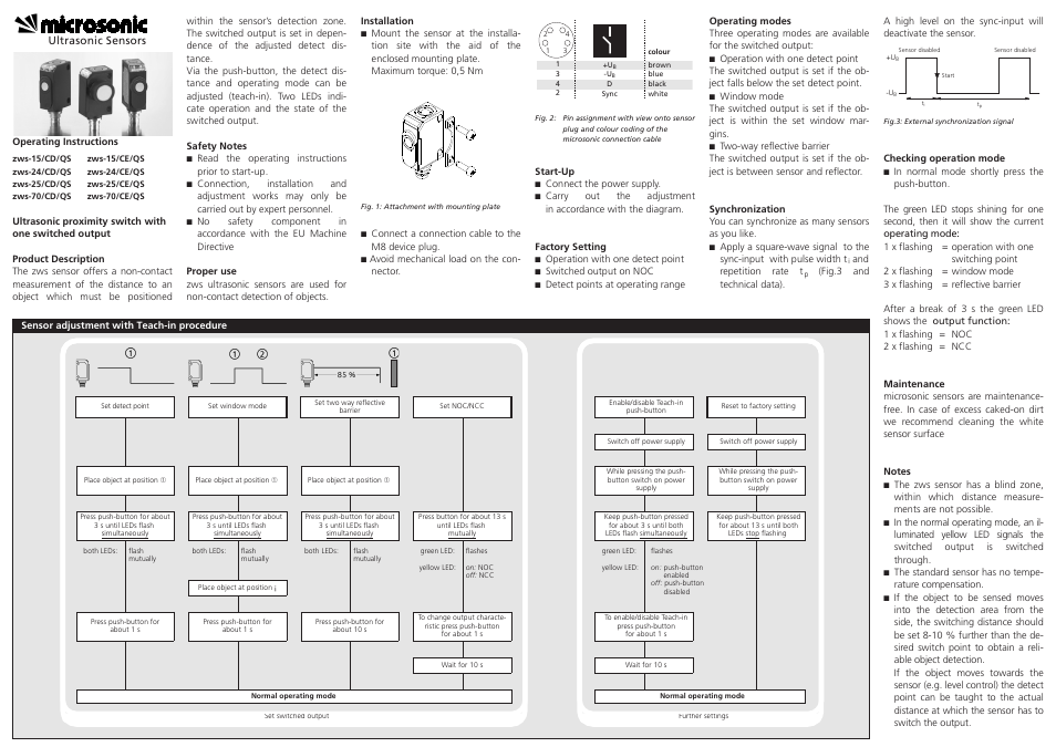 Microsonic zws-15/CD/QS User Manual | 2 pages