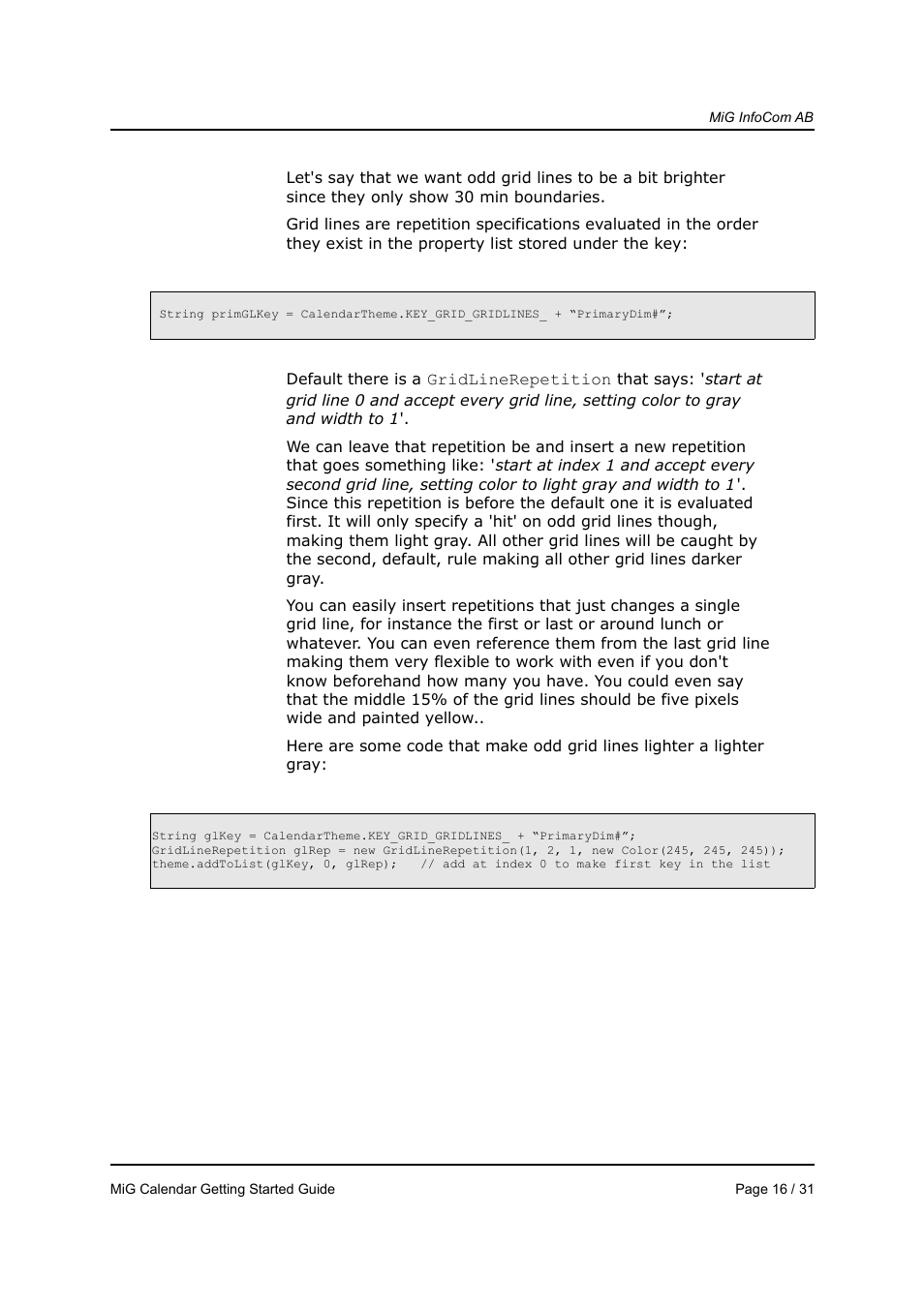 MiG InfoCom MiG Calendar Getting Started Guide User Manual | Page 16 / 31