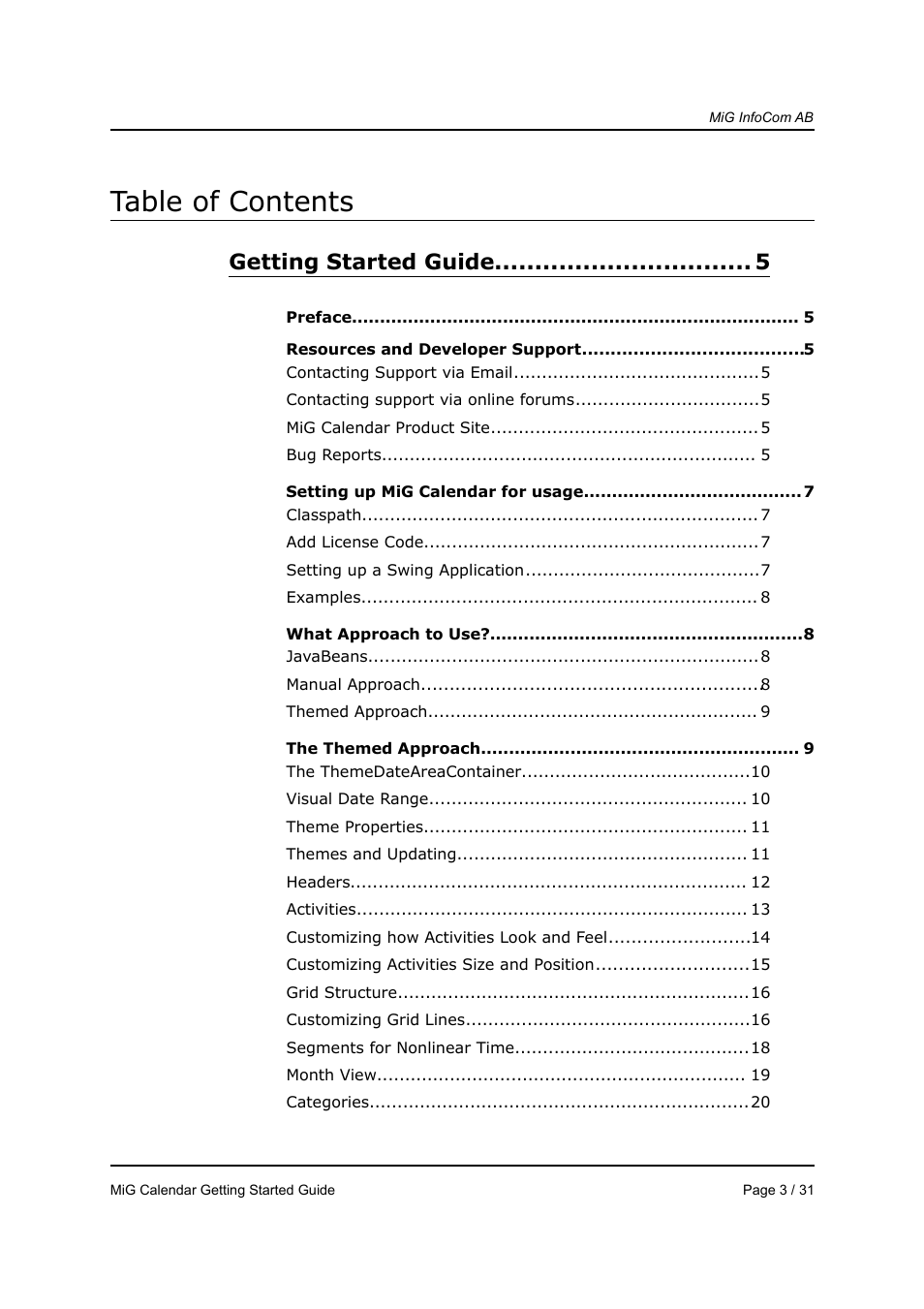 MiG InfoCom MiG Calendar Getting Started Guide User Manual | Page 3 / 31