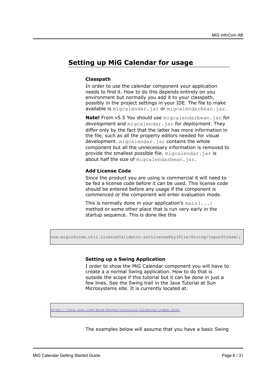 Setting up mig calendar for usage | MiG InfoCom MiG Calendar Getting Started Guide User Manual | Page 6 / 31