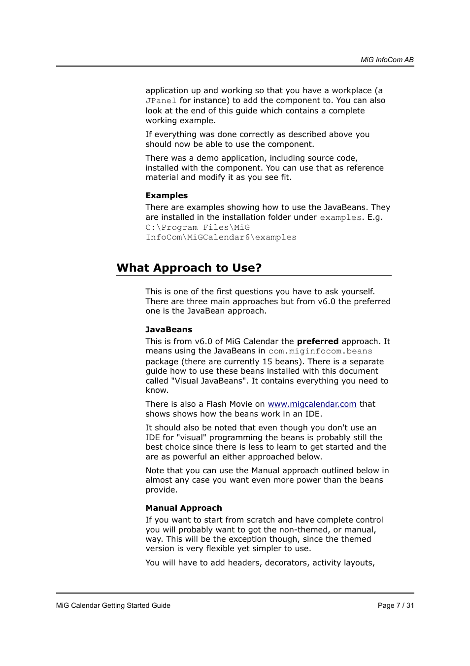 What approach to use | MiG InfoCom MiG Calendar Getting Started Guide User Manual | Page 7 / 31