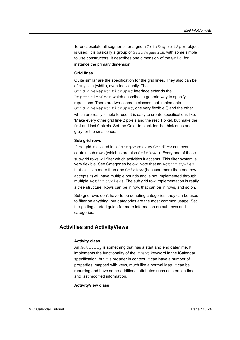 Activities and activityviews | MiG InfoCom MiG Calendar Tutorial User Manual | Page 11 / 24