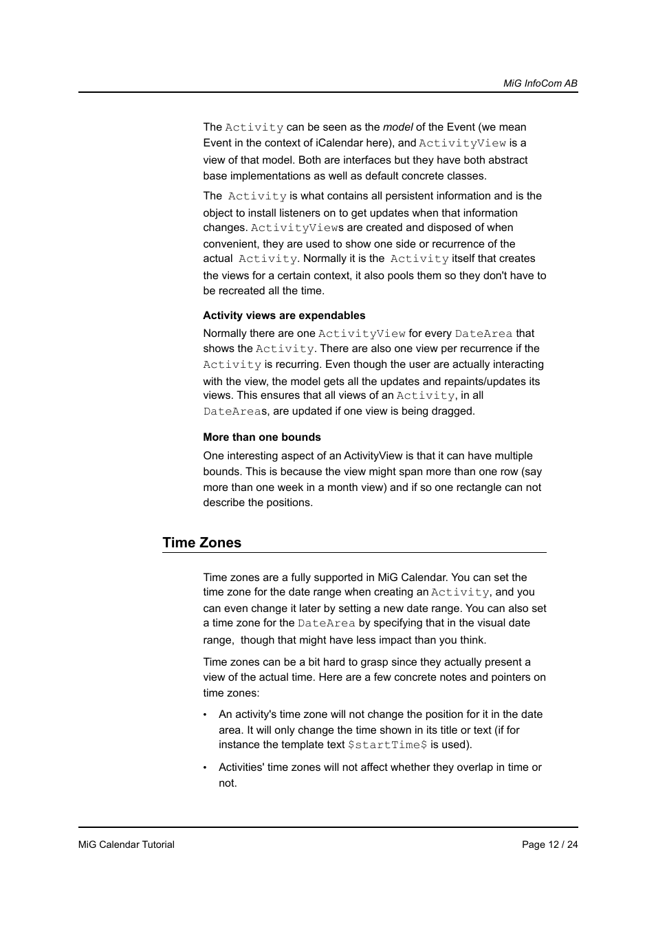 Time zones | MiG InfoCom MiG Calendar Tutorial User Manual | Page 12 / 24