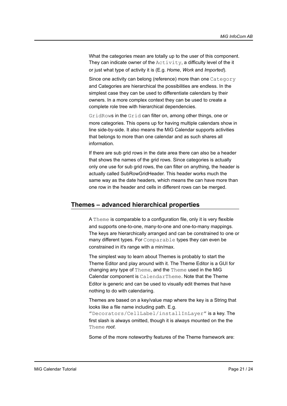Themes – advanced hierarchical properties | MiG InfoCom MiG Calendar Tutorial User Manual | Page 21 / 24