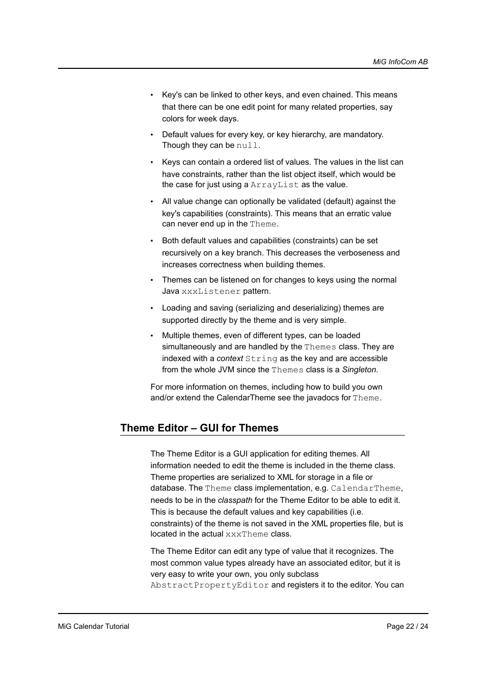 Theme editor – gui for themes | MiG InfoCom MiG Calendar Tutorial User Manual | Page 22 / 24
