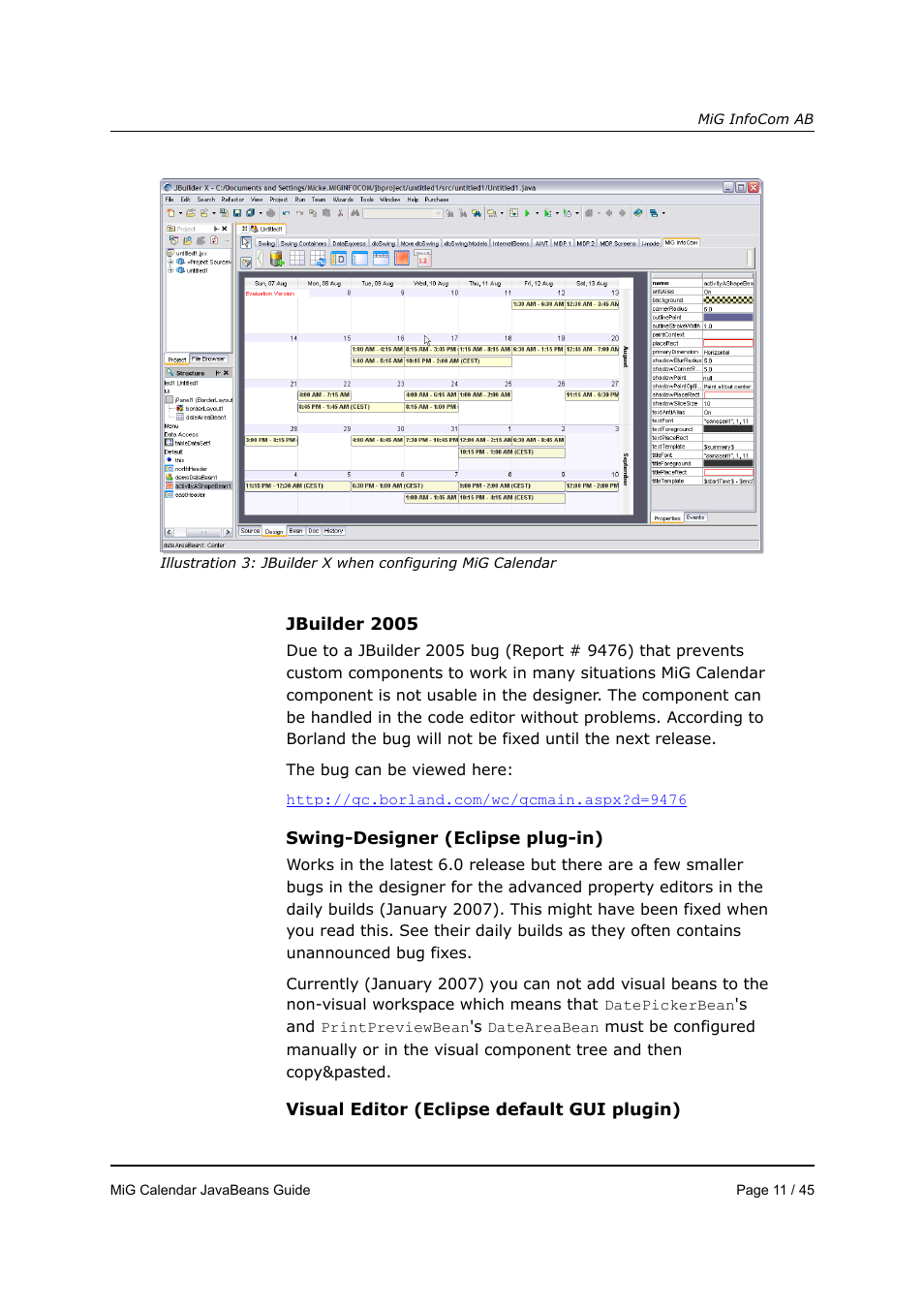 MiG InfoCom MiG Calendar JavaBeans Guide User Manual | Page 11 / 45