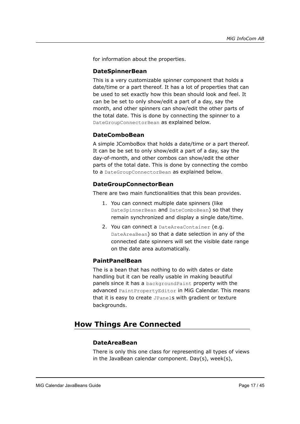 How things are connected | MiG InfoCom MiG Calendar JavaBeans Guide User Manual | Page 17 / 45