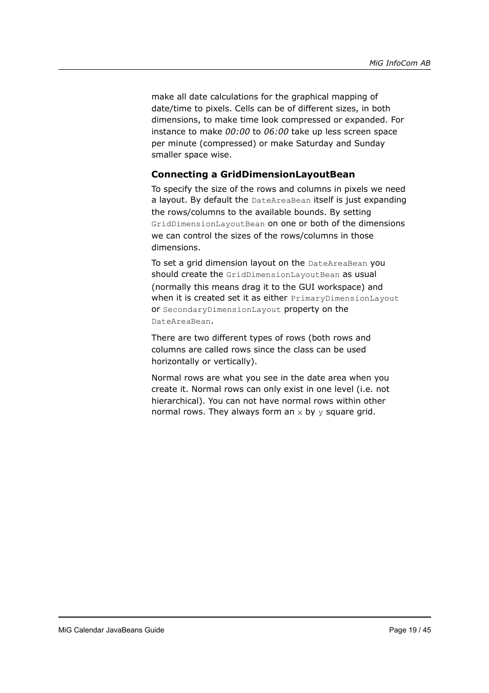 MiG InfoCom MiG Calendar JavaBeans Guide User Manual | Page 19 / 45