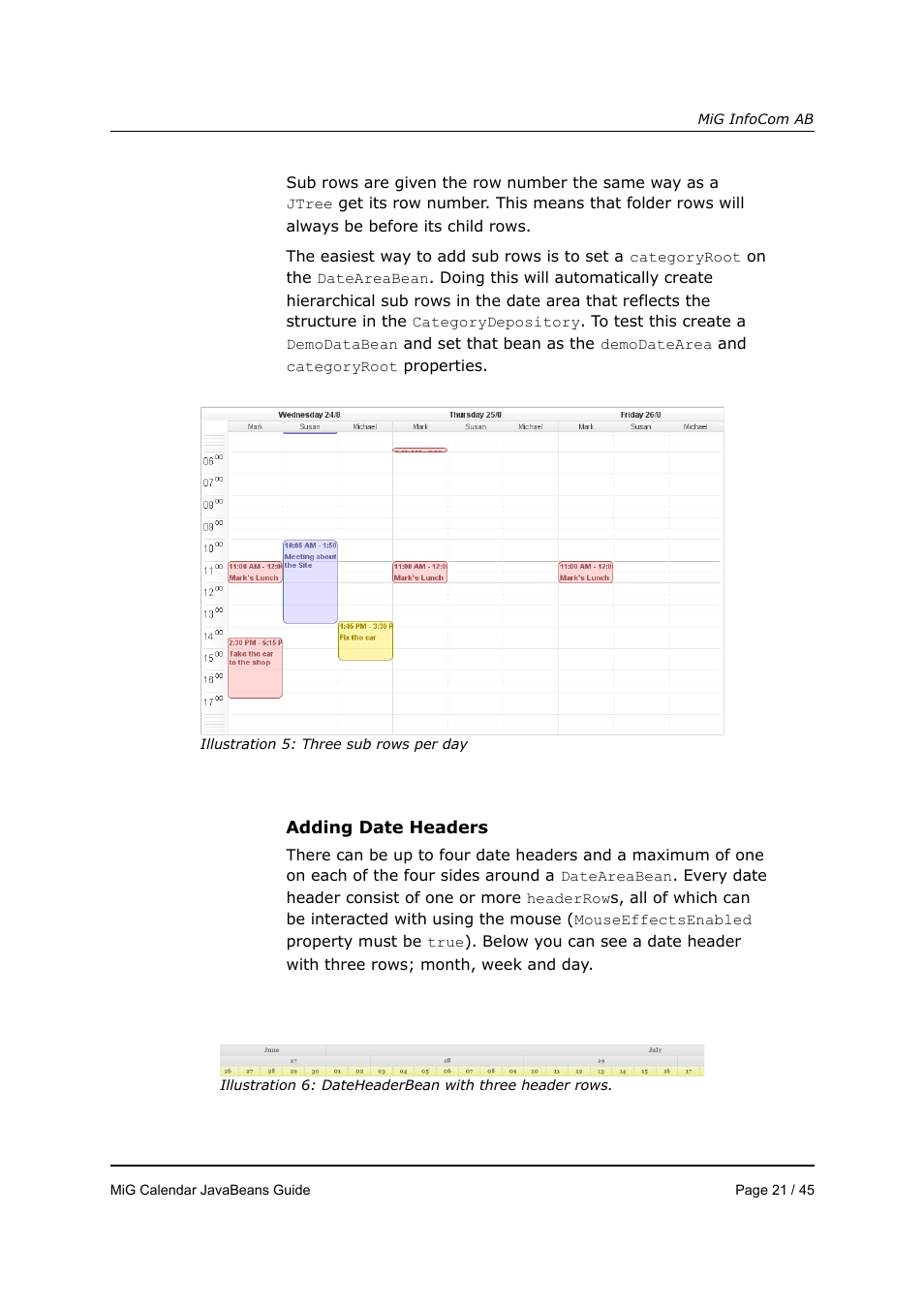 MiG InfoCom MiG Calendar JavaBeans Guide User Manual | Page 21 / 45