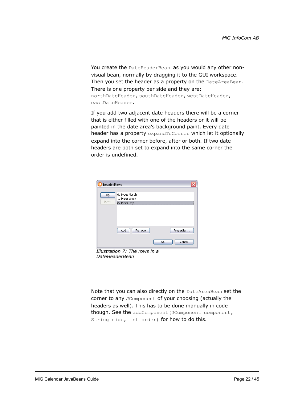 MiG InfoCom MiG Calendar JavaBeans Guide User Manual | Page 22 / 45