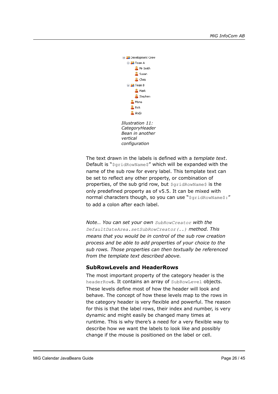 MiG InfoCom MiG Calendar JavaBeans Guide User Manual | Page 26 / 45