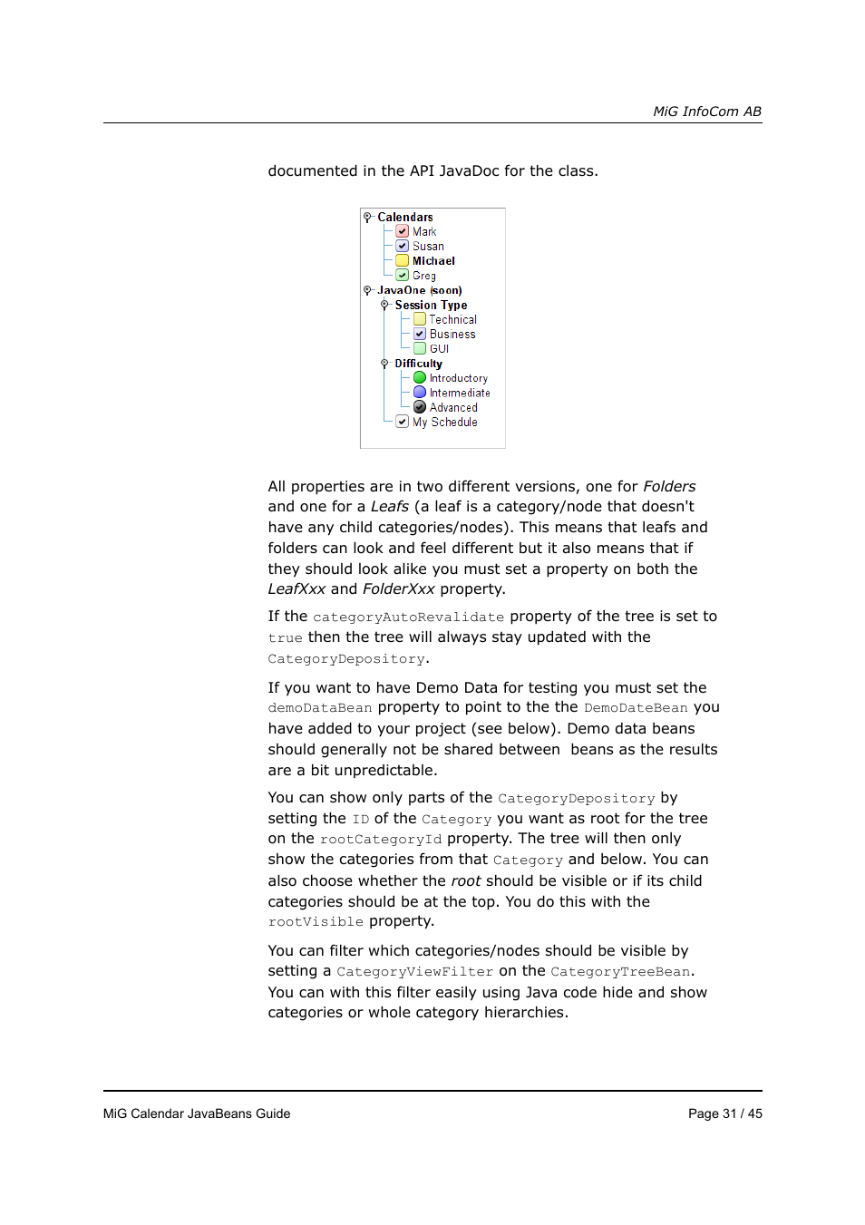 MiG InfoCom MiG Calendar JavaBeans Guide User Manual | Page 31 / 45