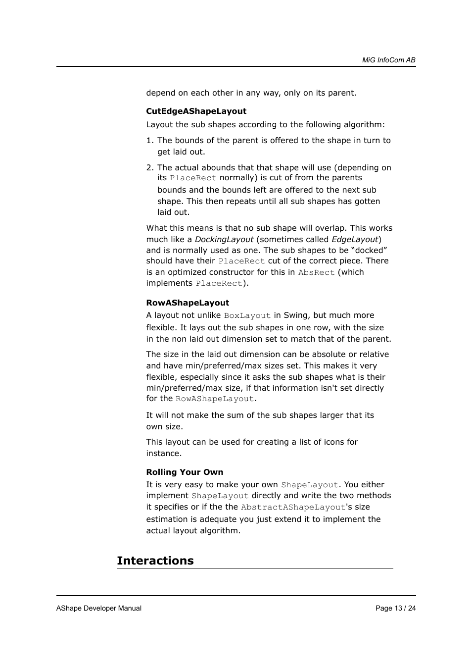 Interactions | MiG InfoCom MiG Calendar AShape Developer Manual User Manual | Page 13 / 24