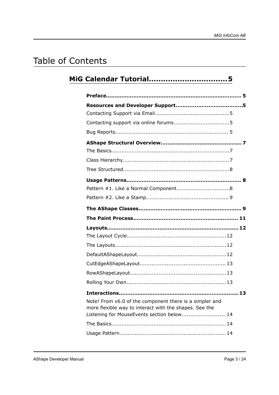 MiG InfoCom MiG Calendar AShape Developer Manual User Manual | Page 3 / 24