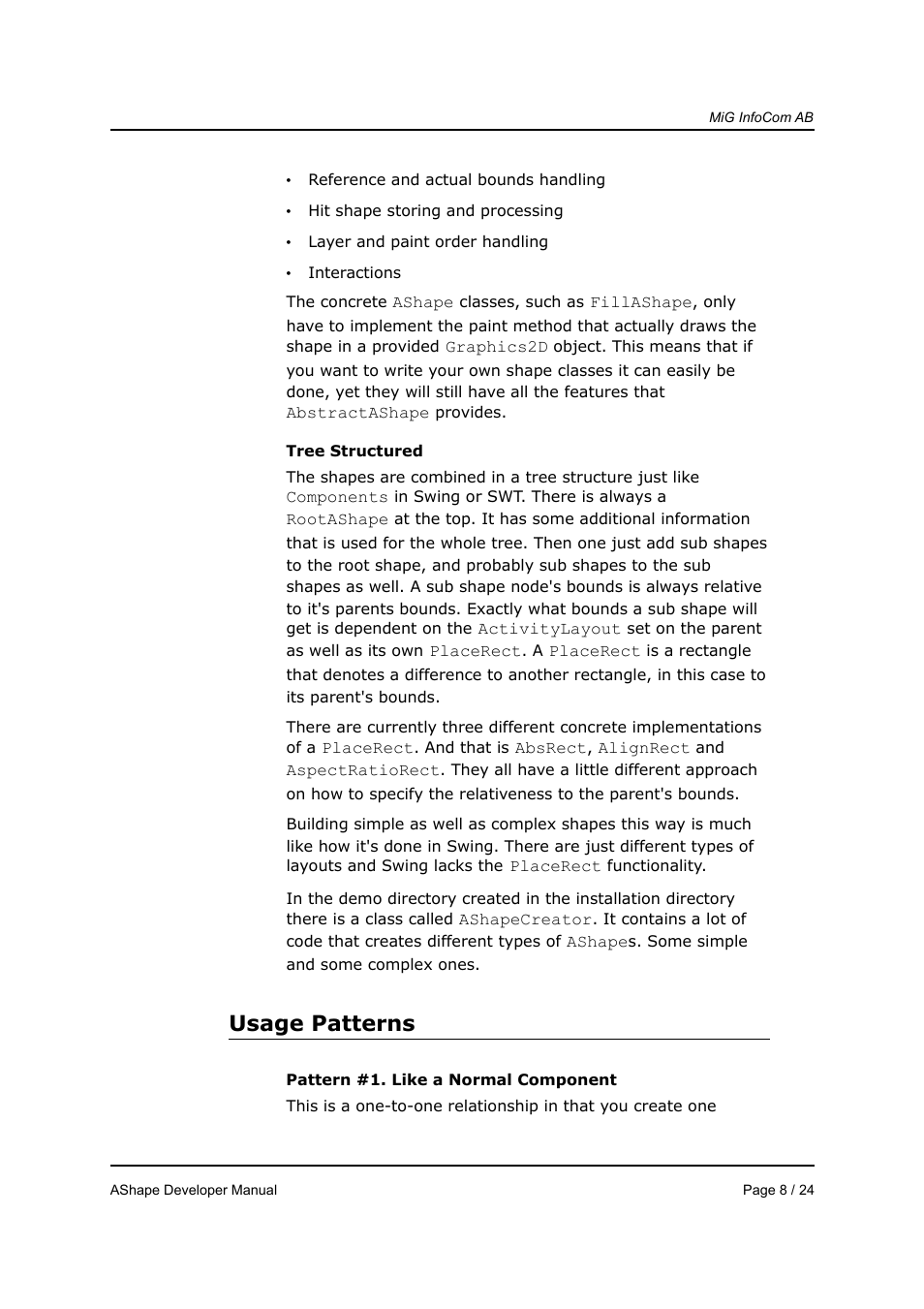 Usage patterns | MiG InfoCom MiG Calendar AShape Developer Manual User Manual | Page 8 / 24