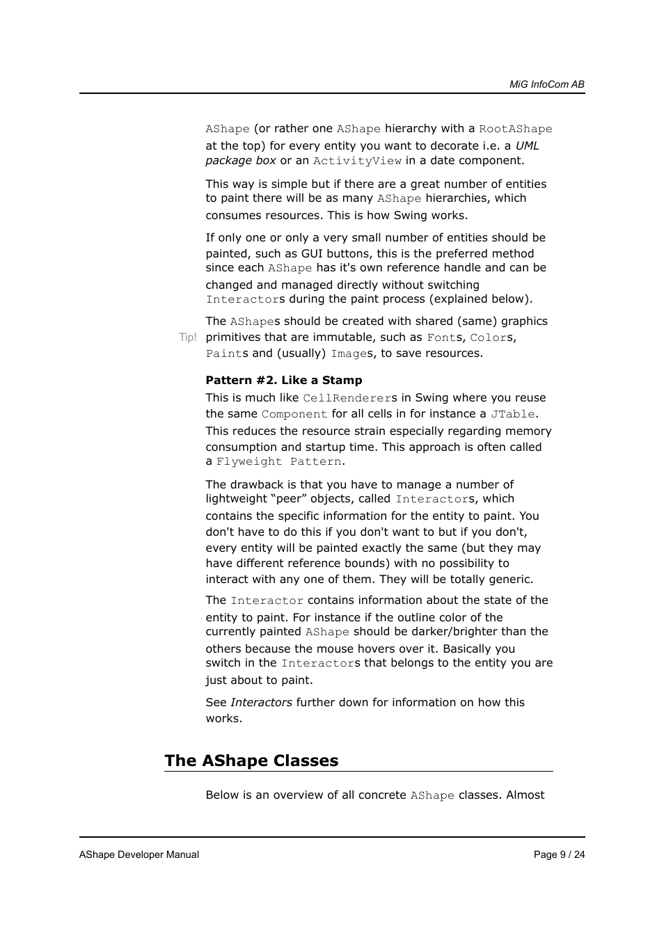 The ashape classes | MiG InfoCom MiG Calendar AShape Developer Manual User Manual | Page 9 / 24
