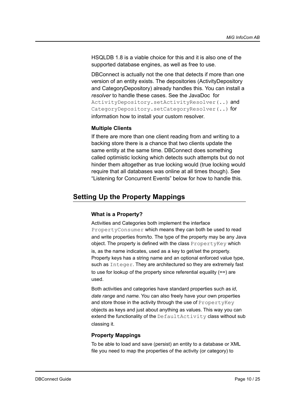 Setting up the property mappings | MiG InfoCom MiG Calendar DBConnect Guide User Manual | Page 10 / 25