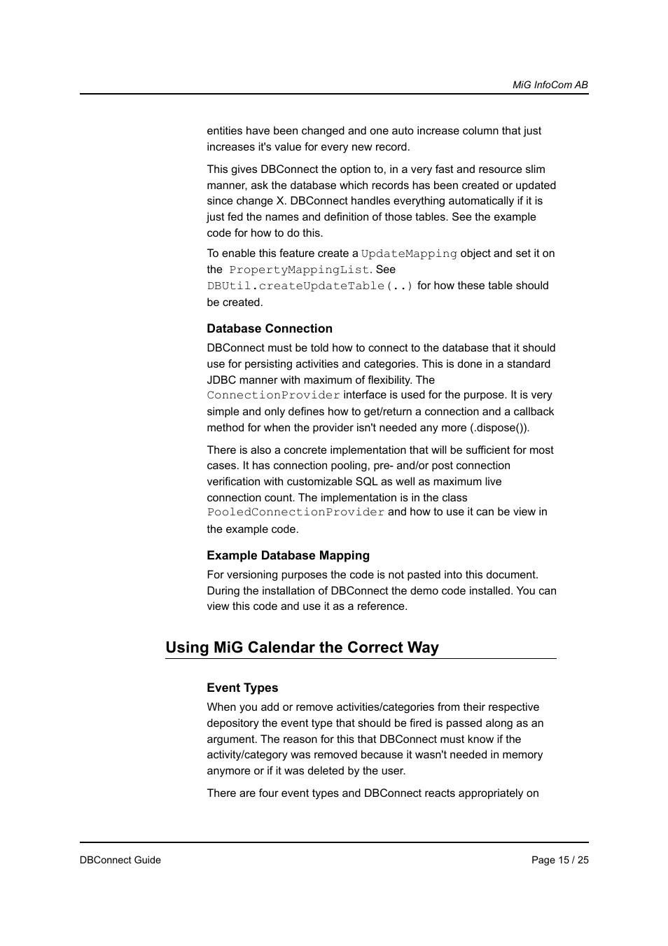Using mig calendar the correct way | MiG InfoCom MiG Calendar DBConnect Guide User Manual | Page 15 / 25