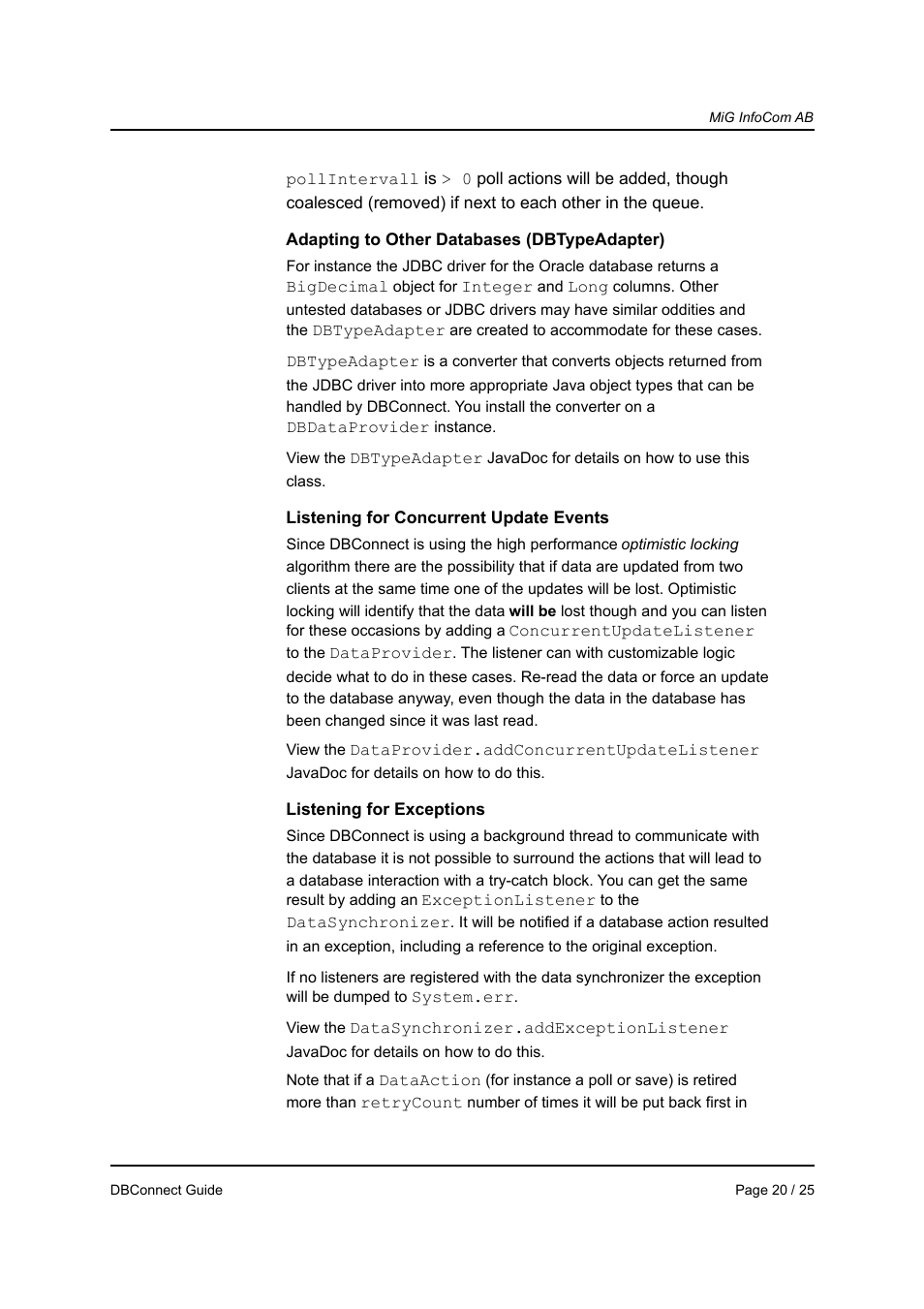 MiG InfoCom MiG Calendar DBConnect Guide User Manual | Page 20 / 25