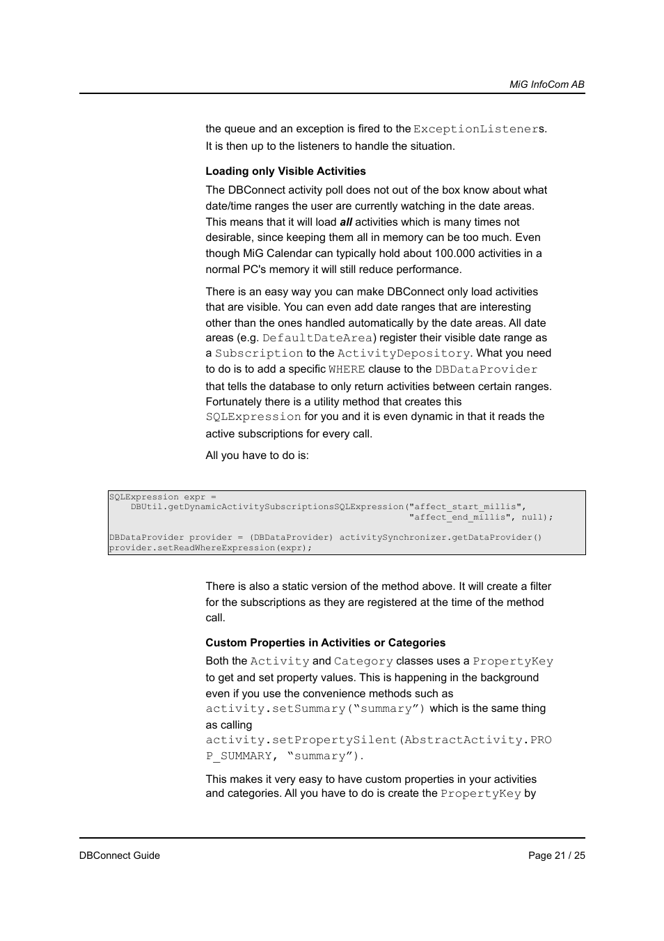 MiG InfoCom MiG Calendar DBConnect Guide User Manual | Page 21 / 25