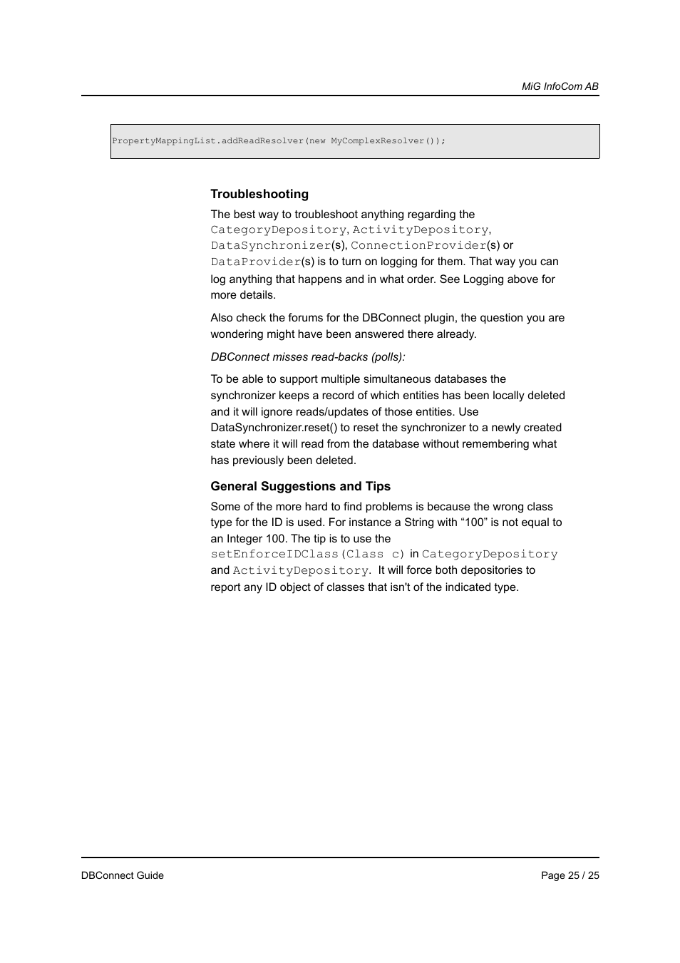 MiG InfoCom MiG Calendar DBConnect Guide User Manual | Page 25 / 25