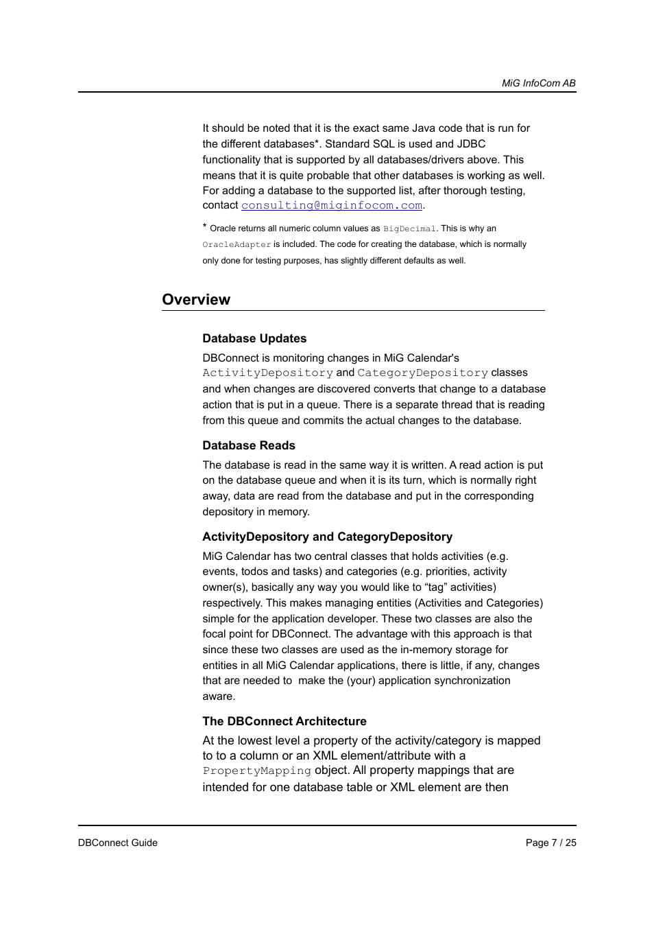 Overview | MiG InfoCom MiG Calendar DBConnect Guide User Manual | Page 7 / 25