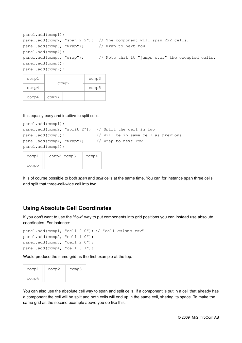 Using absolute cell coordinates | MiG InfoCom MiG Layout Quick Start Guide User Manual | Page 2 / 7