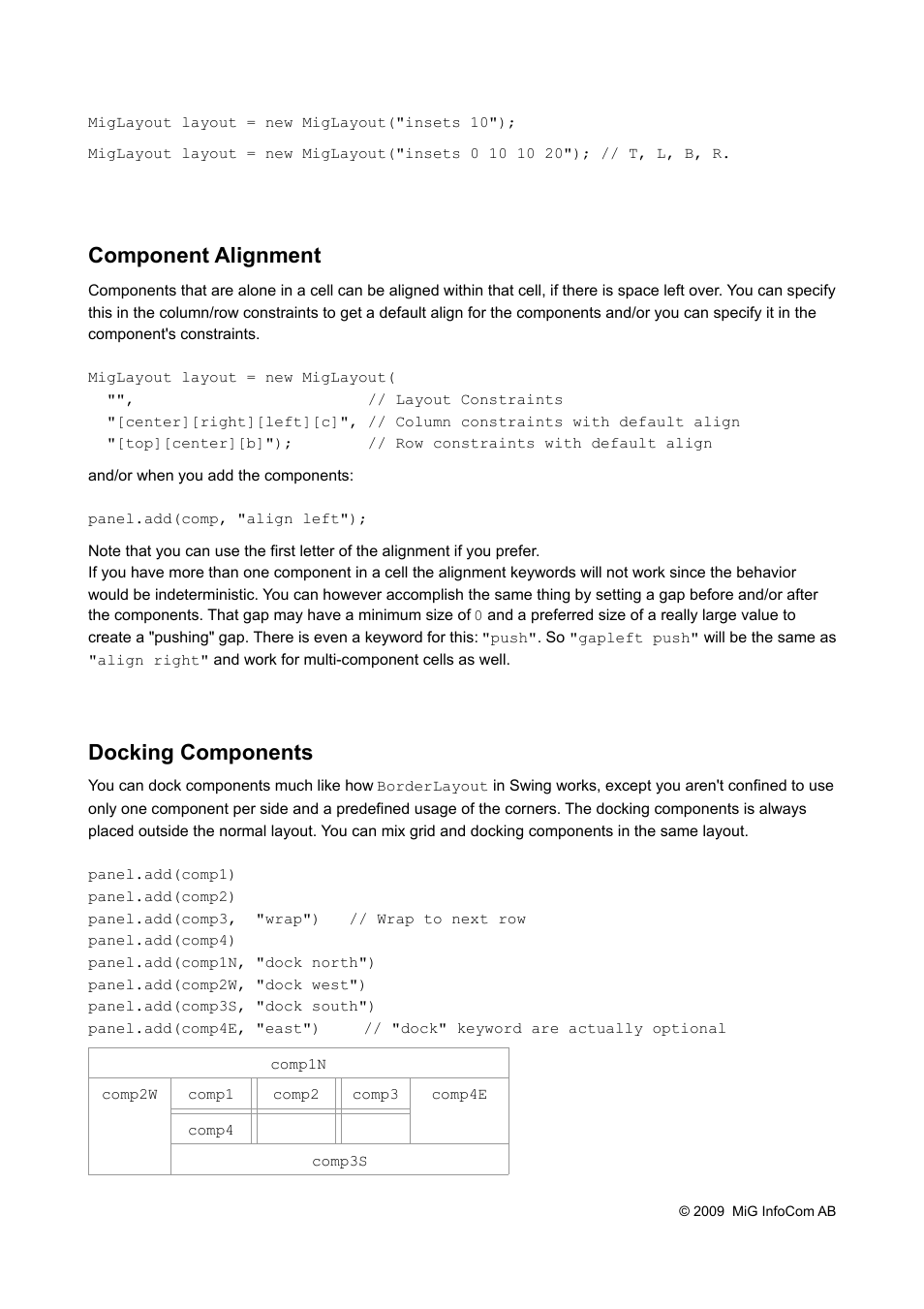 Component alignment, Docking components | MiG InfoCom MiG Layout Quick Start Guide User Manual | Page 5 / 7