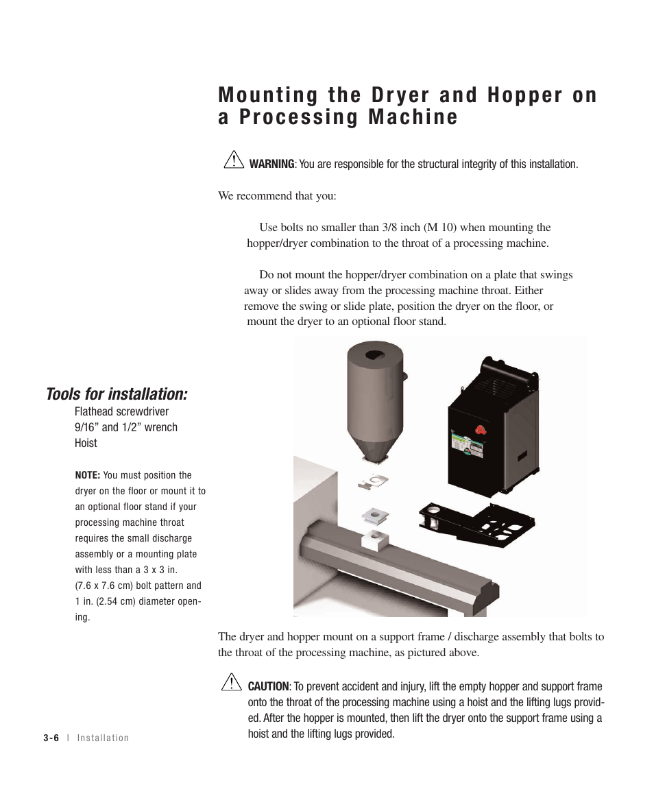 Tools for installation | Conair 100 User Manual | Page 28 / 128