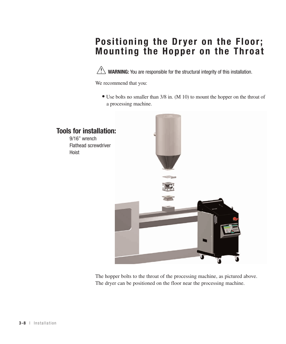 Tools for installation | Conair 100 User Manual | Page 30 / 128