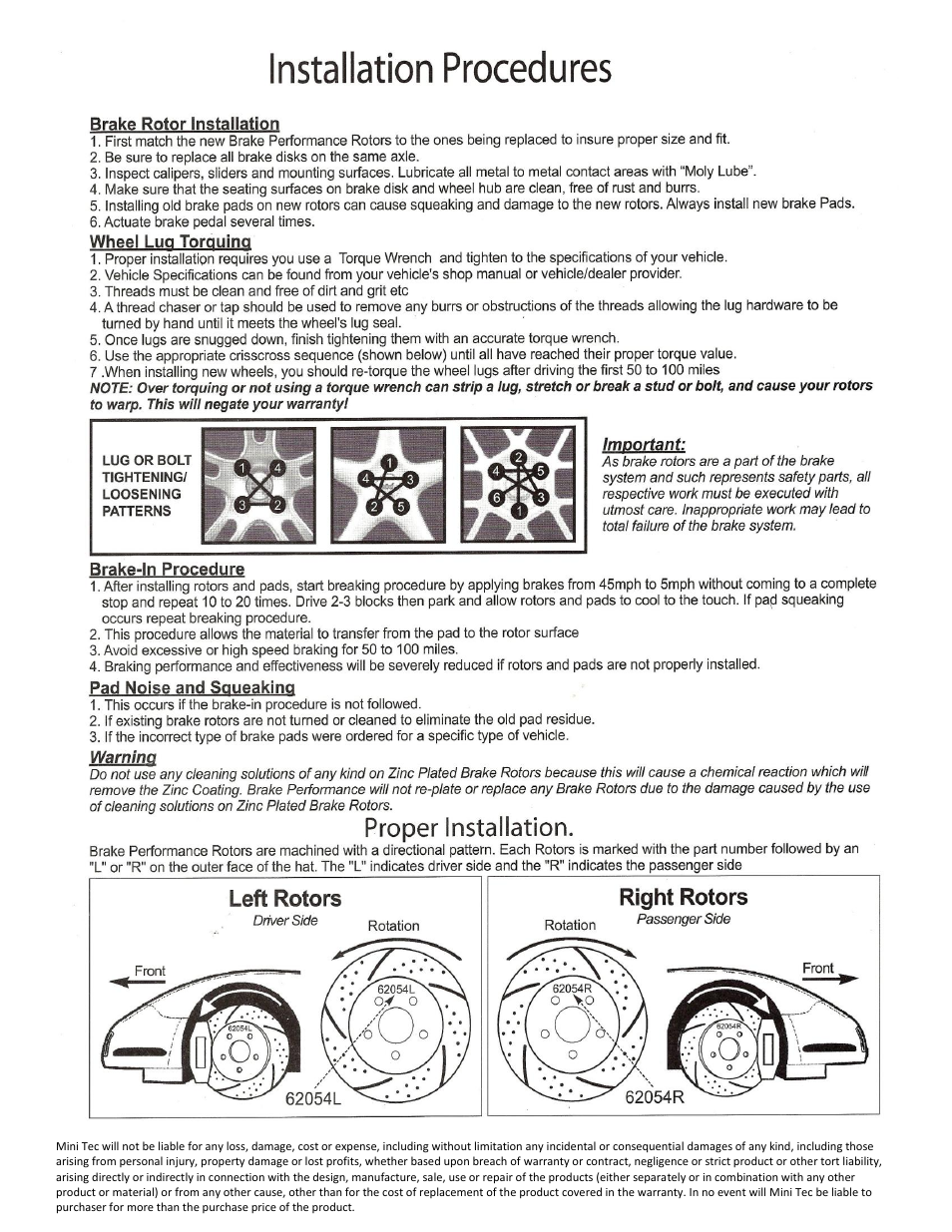Mini Tec Superbrake Kit User Manual | 1 page